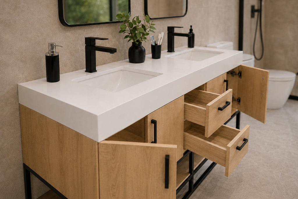 Solana Bathroom Cabinet - Natural Oak 60" - 4