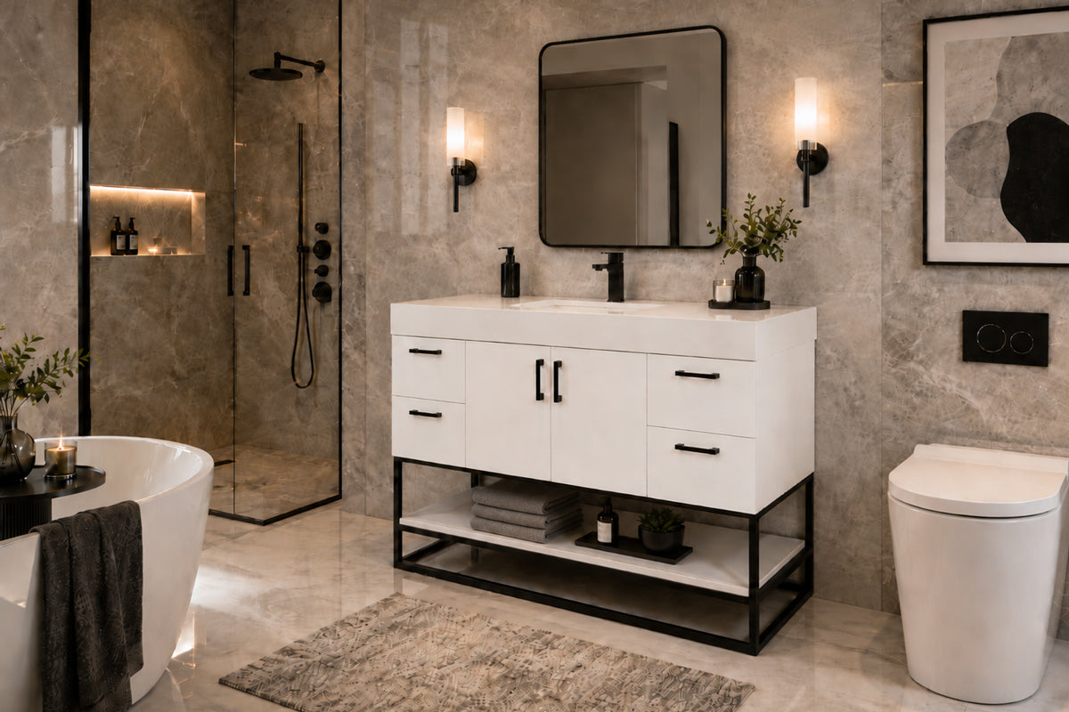 Solana Bathroom Cabinet - White 48" - 5