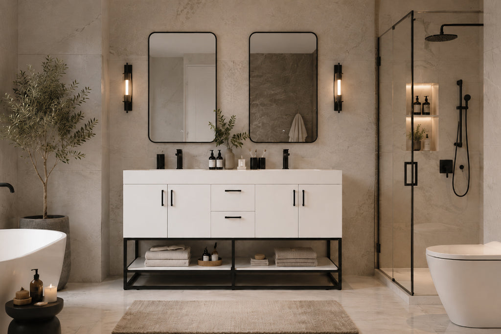 Solana Bathroom Cabinet - White 60"