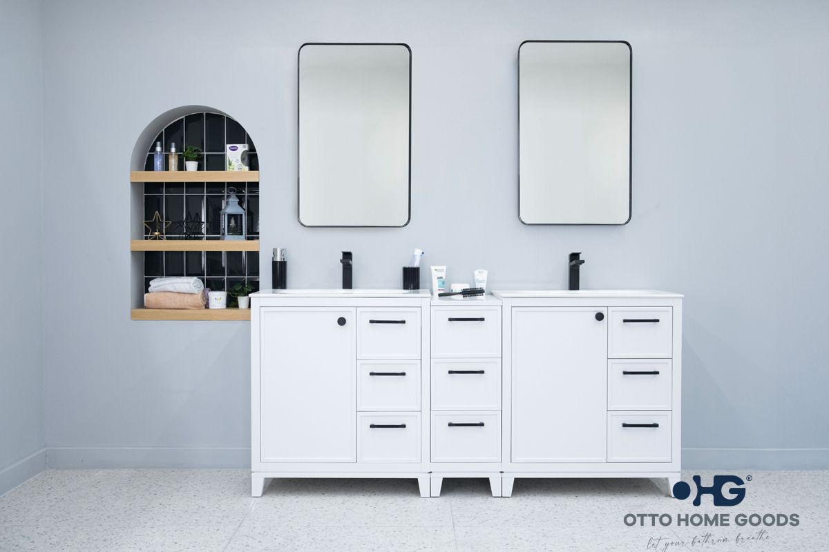 Frame Bathroom Cabinet - White 72"