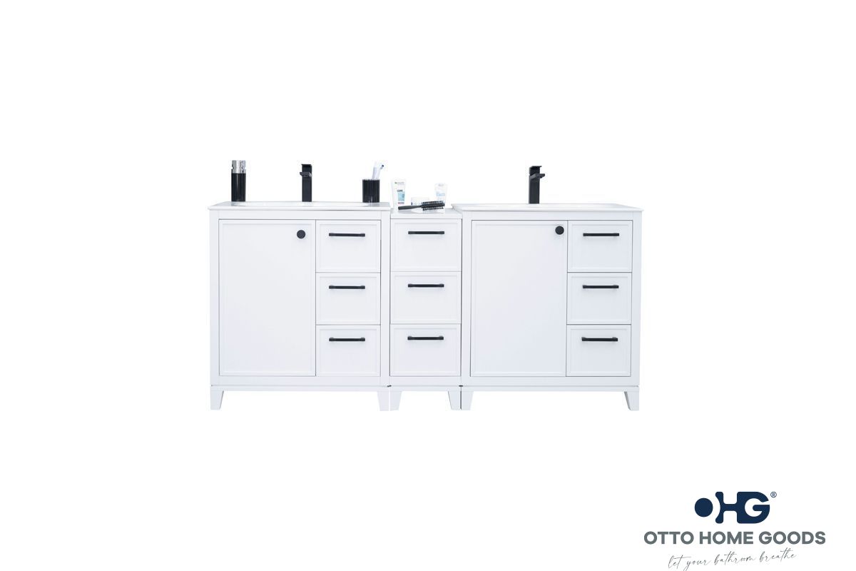 Frame Bathroom Cabinet - White 72" - 4