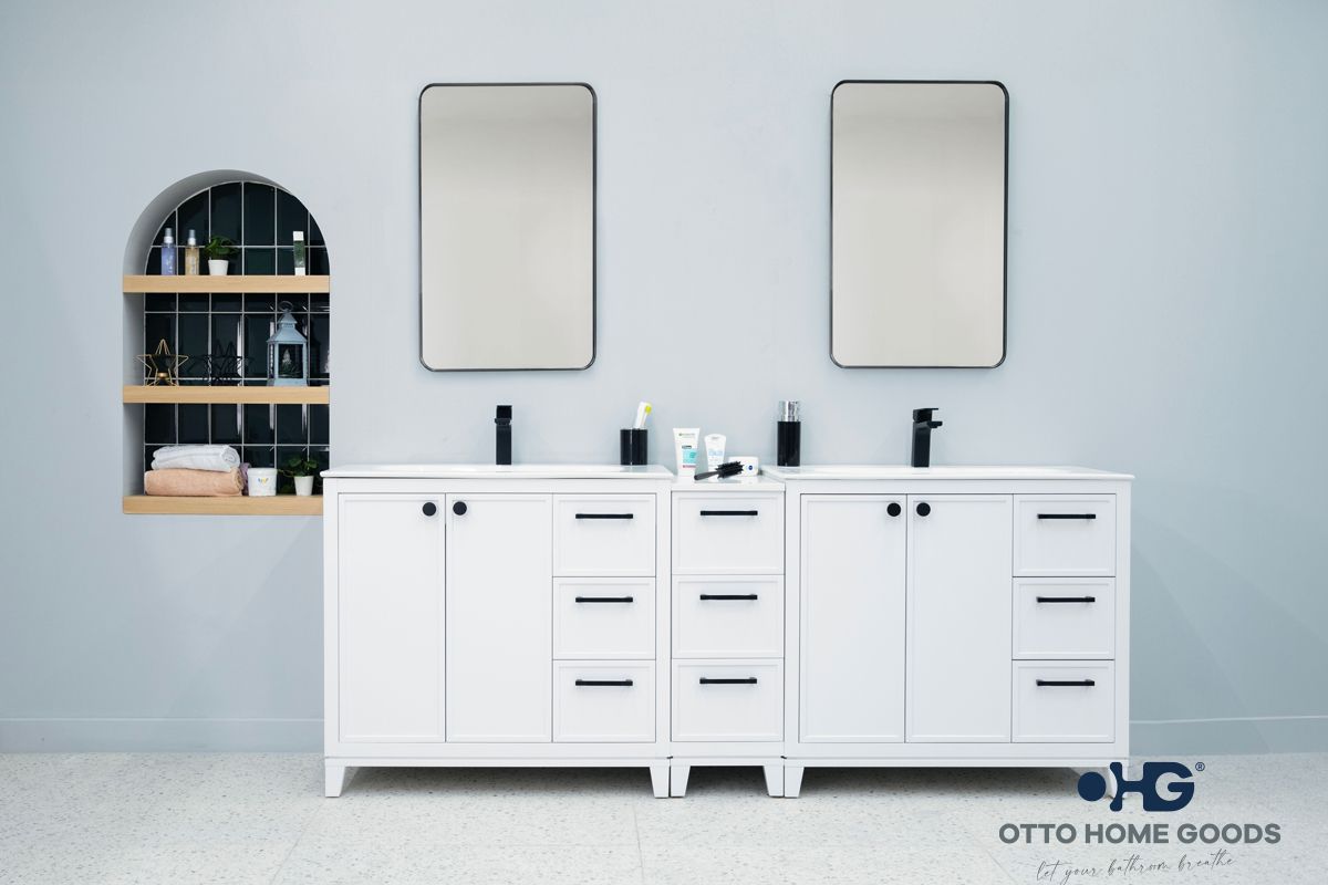 Frame Bathroom Cabinet - White 84"