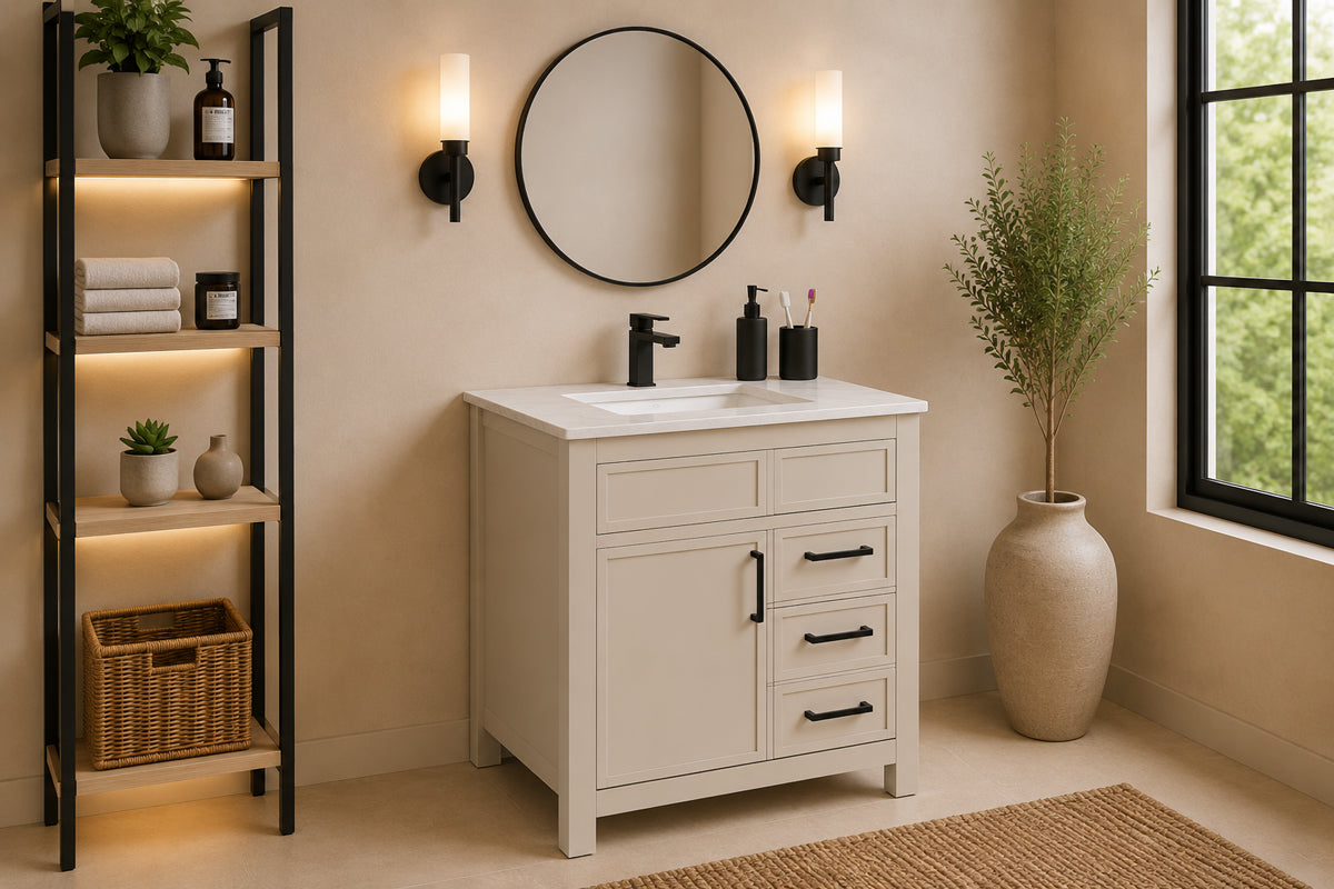 Novello Bathroom Cabinet - Beige 30" - 3