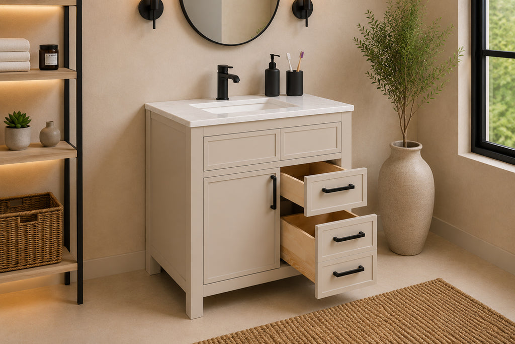 Novello Bathroom Cabinet - Beige 30" - 4