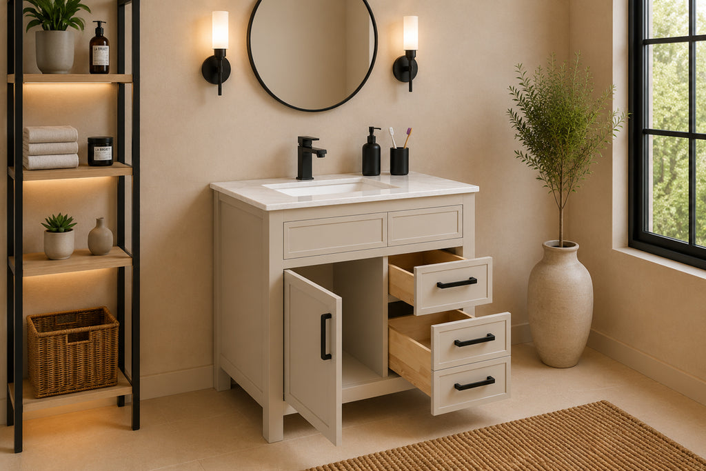 Novello Bathroom Cabinet - Beige 30" - 5