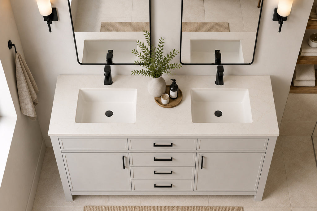 Novello Bathroom Cabinet - Beige 60" - 3