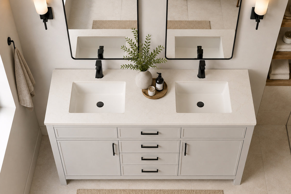 Novello Bathroom Cabinet - Beige 60" - 3