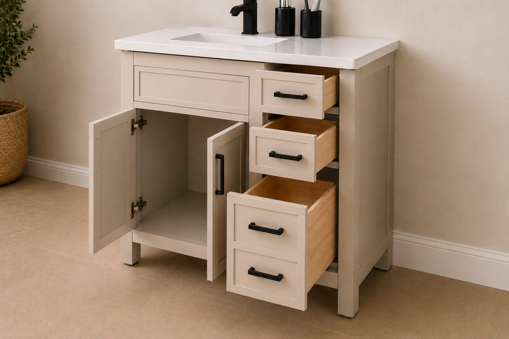 Novello Bathroom Cabinet - Beige 36" - 5