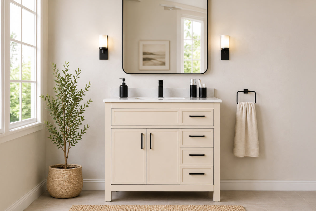 Novello Bathroom Cabinet - Beige 36"
