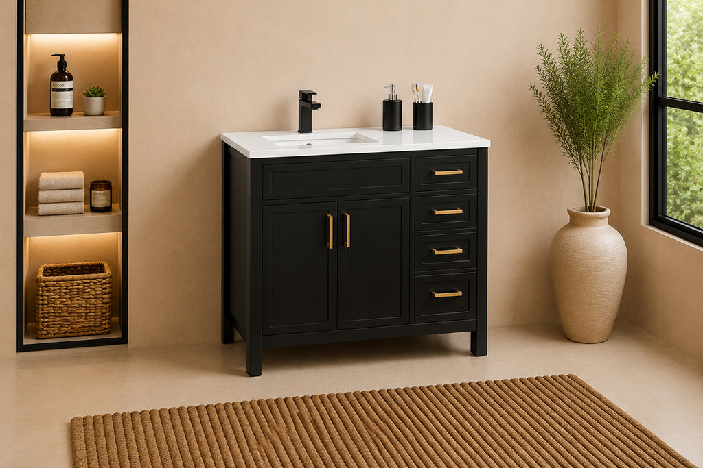 Novello Bathroom Cabinet - Black 36" - 3