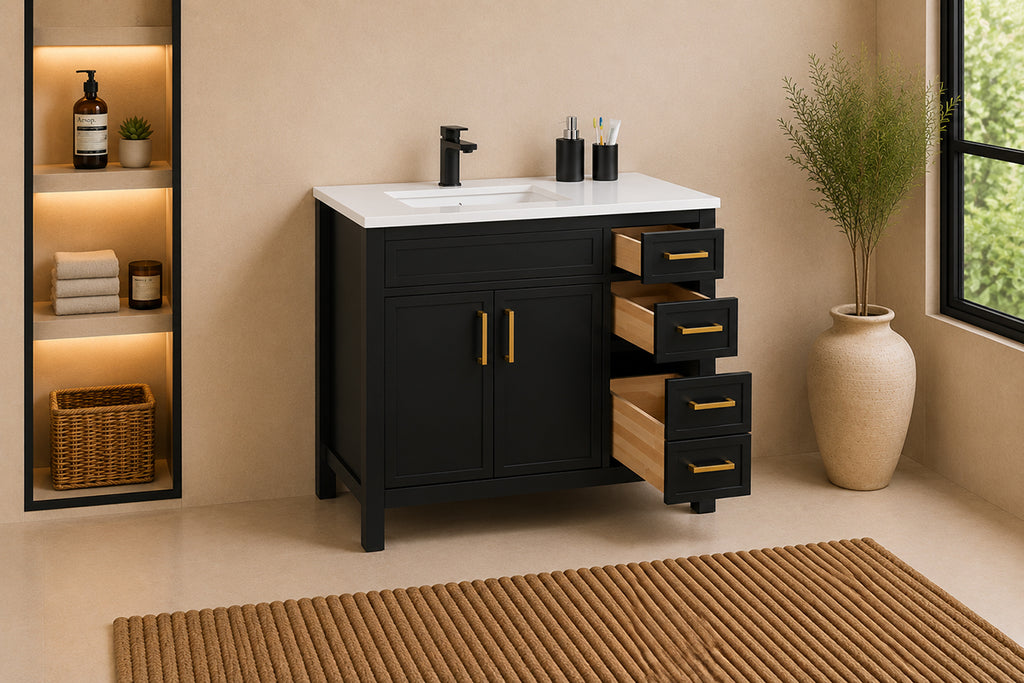 Novello Bathroom Cabinet - Black 36" - 5