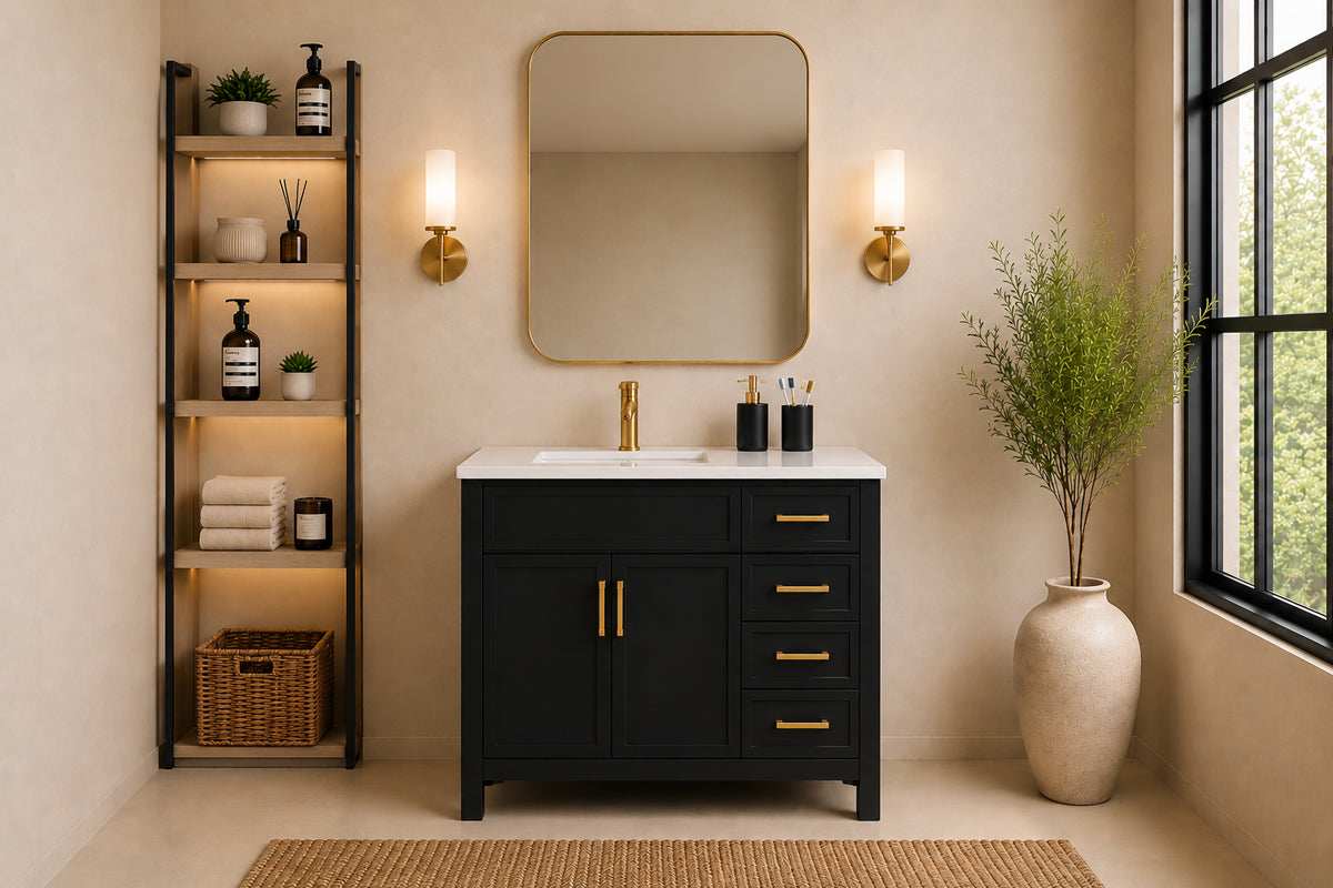 Novello Bathroom Cabinet - Black 36"