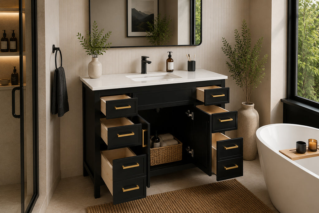 Novello Bathroom Cabinet - Black 48" - 2