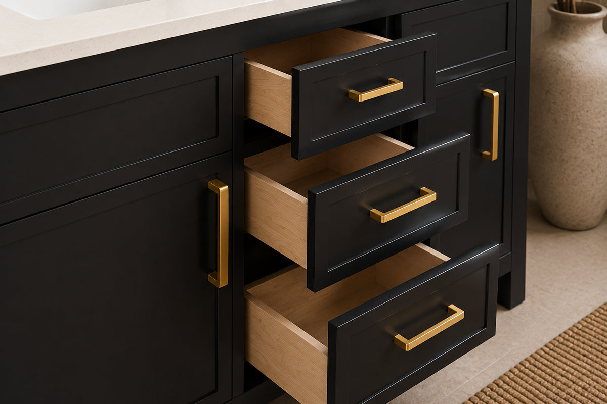 Novello Bathroom Cabinet - Black 60" - 6