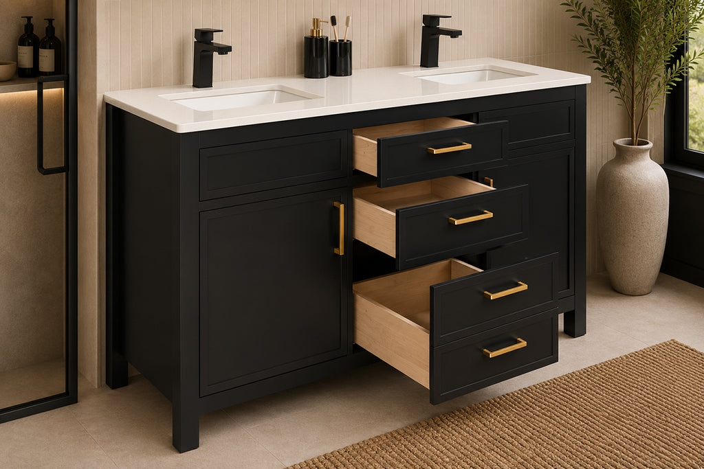 Novello Bathroom Cabinet - Black 60" - 4