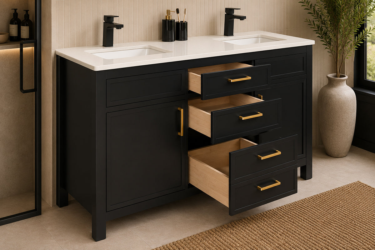Novello Bathroom Cabinet - Black 60" - 4