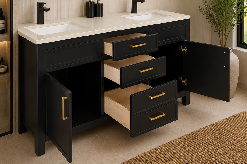 Novello Bathroom Cabinet - Black 60" - 5