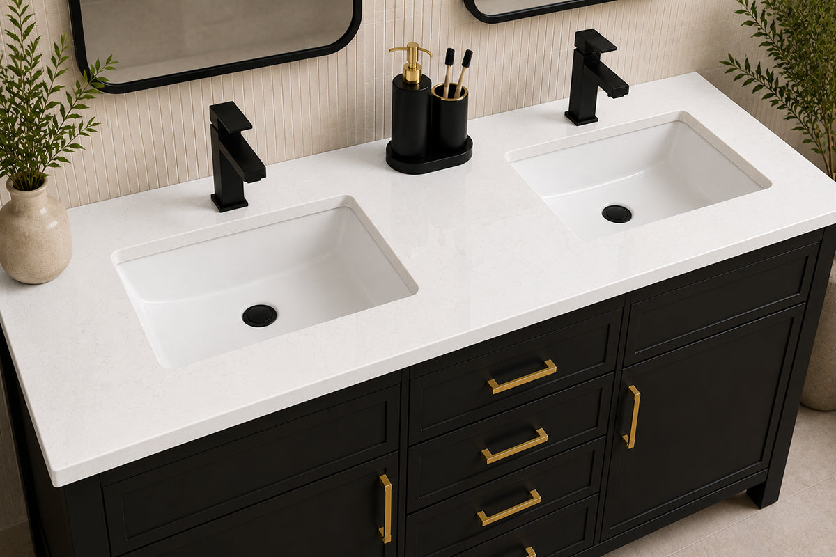Novello Bathroom Cabinet - Black 60" - 2