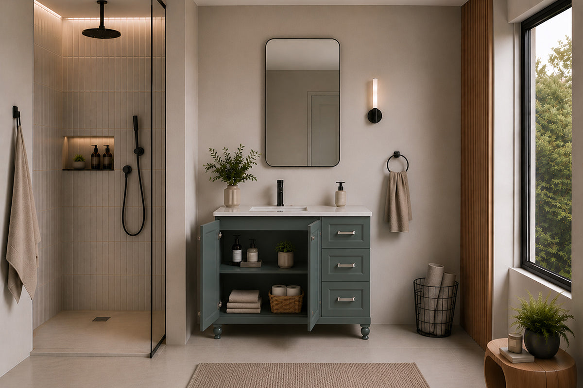 Isabel Bathroom Cabinet - Forest Green 36" - 3