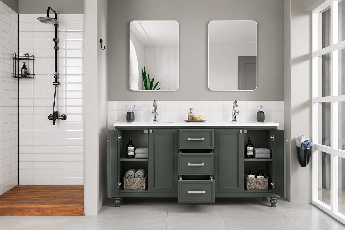 Isabel Bathroom Cabinet - Forest Green 60" - 3