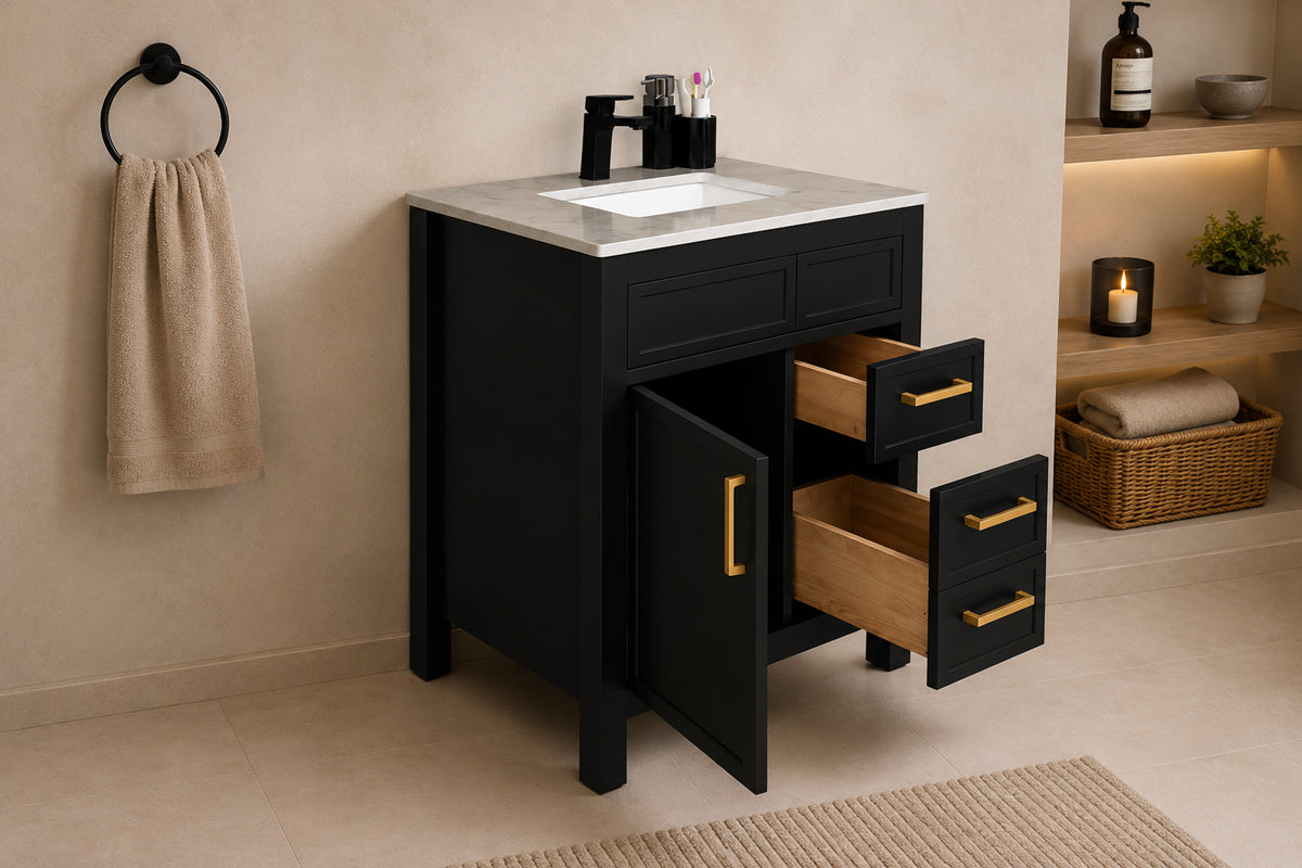 Novello Bathroom Cabinet - Black 30" - 2