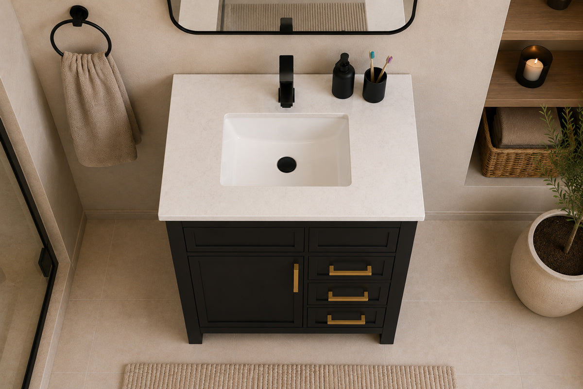 Novello Bathroom Cabinet - Black 30" - 3