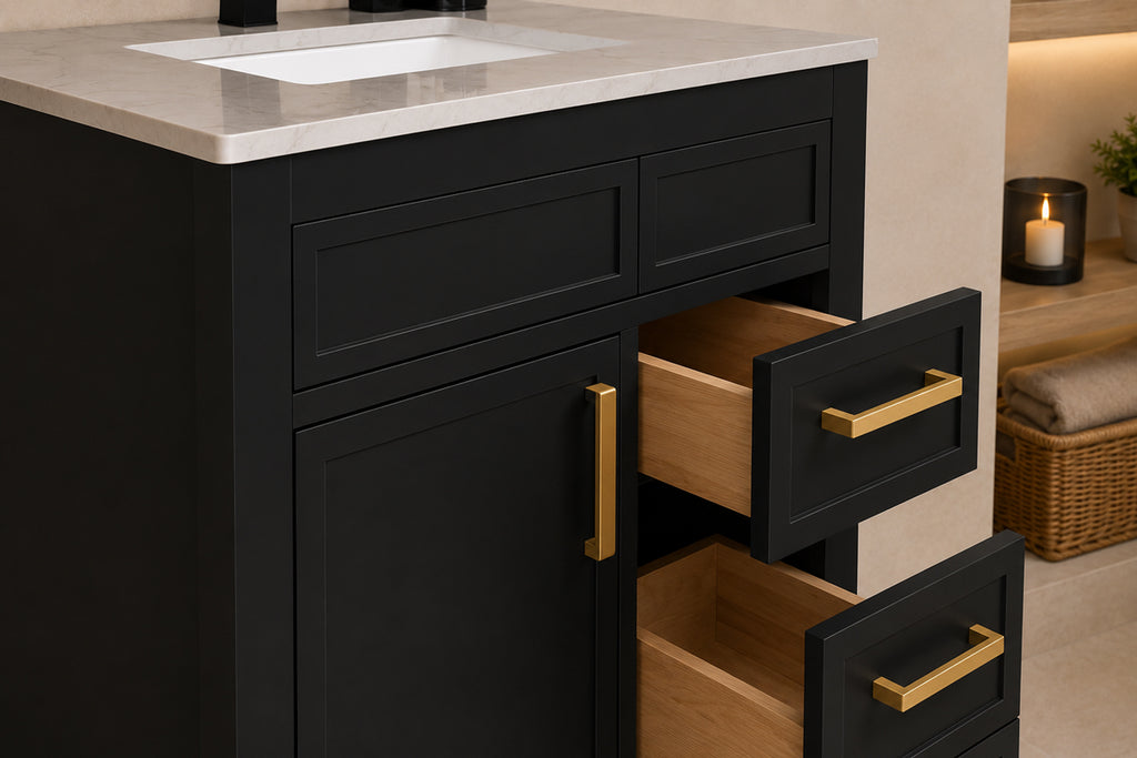 Novello Bathroom Cabinet - Black 30" - 4