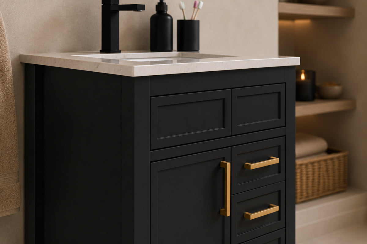 Novello Bathroom Cabinet - Black 30" - 5