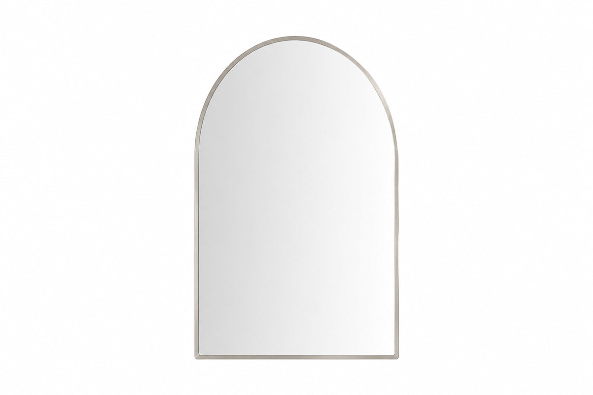 20" x 32" Arched Brushed Nickel Mirror