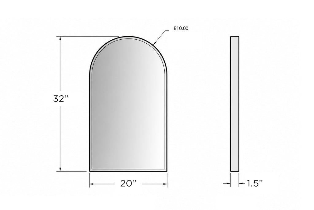 20" x 32" Arched Brass Mirror - 3
