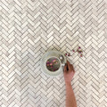 12'' White Herringbone Marble Mosaic Tile | VanitySale