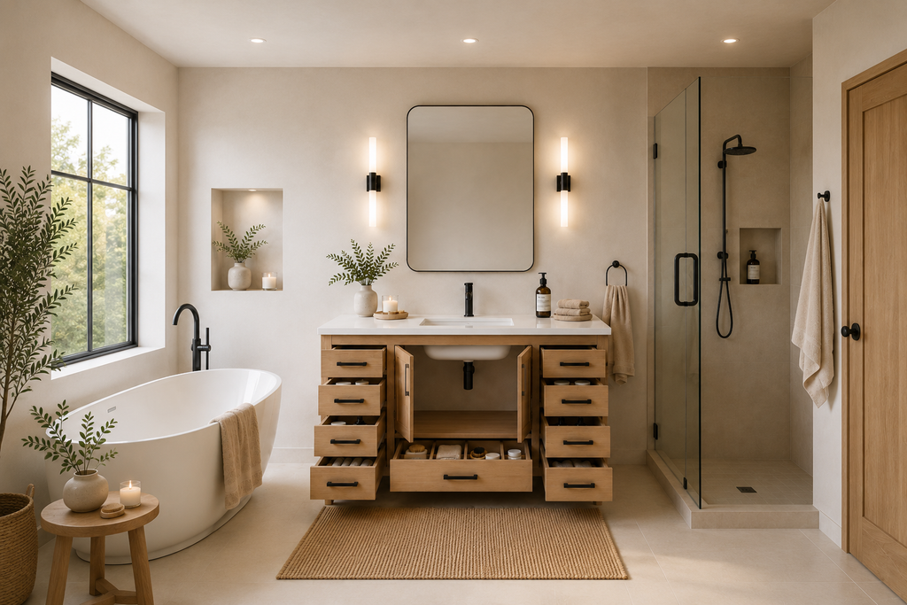 Ashley Bathroom Cabinet - Natural Oak 60" Single - 6