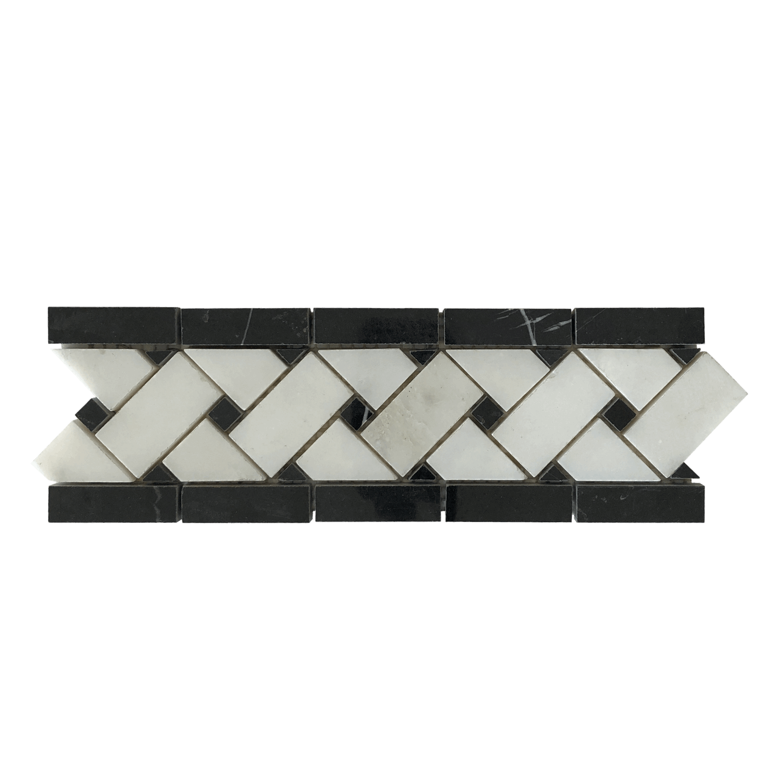 Basketweave Border Tiles - White Marble Mosaic | VanitySale