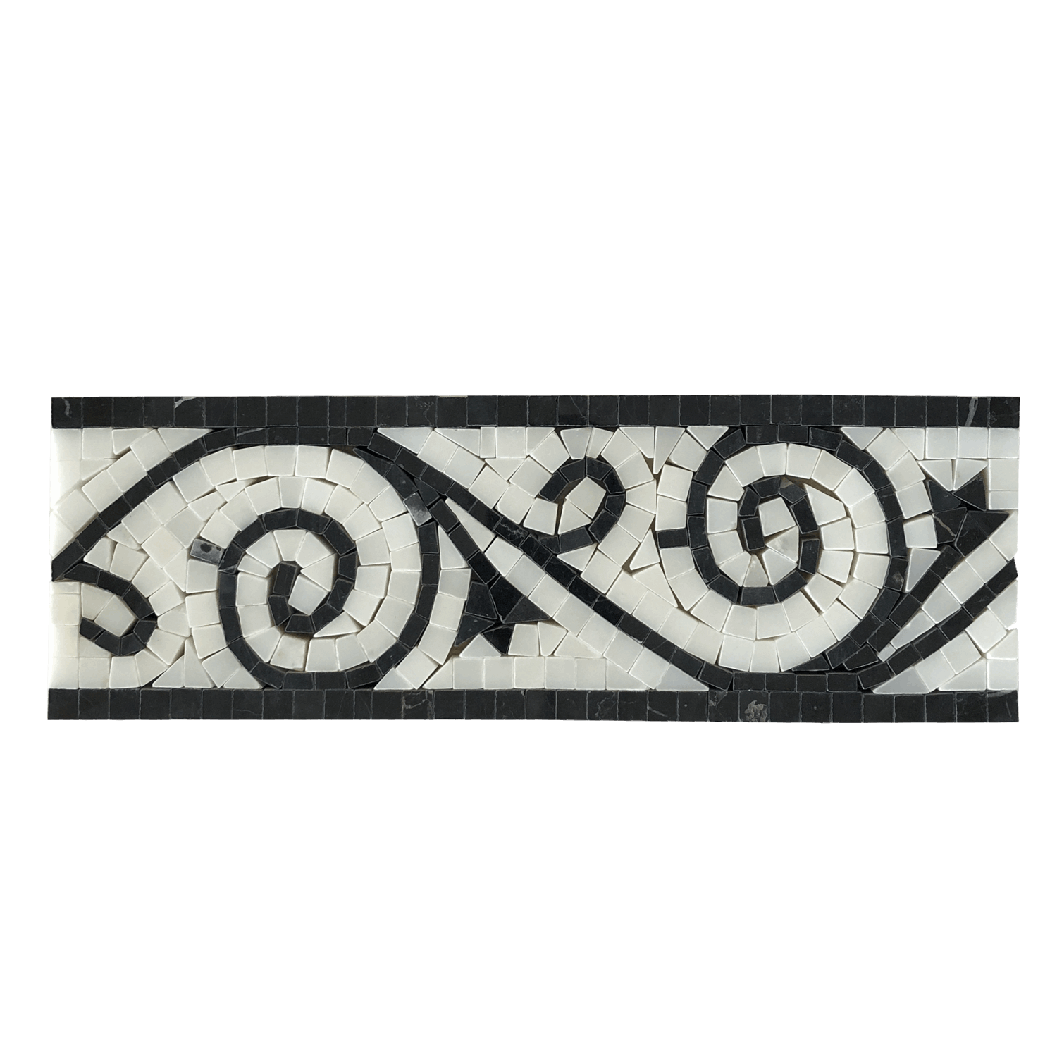 Nero Marquina & White Art Border Polished Marble 4'' x 12''