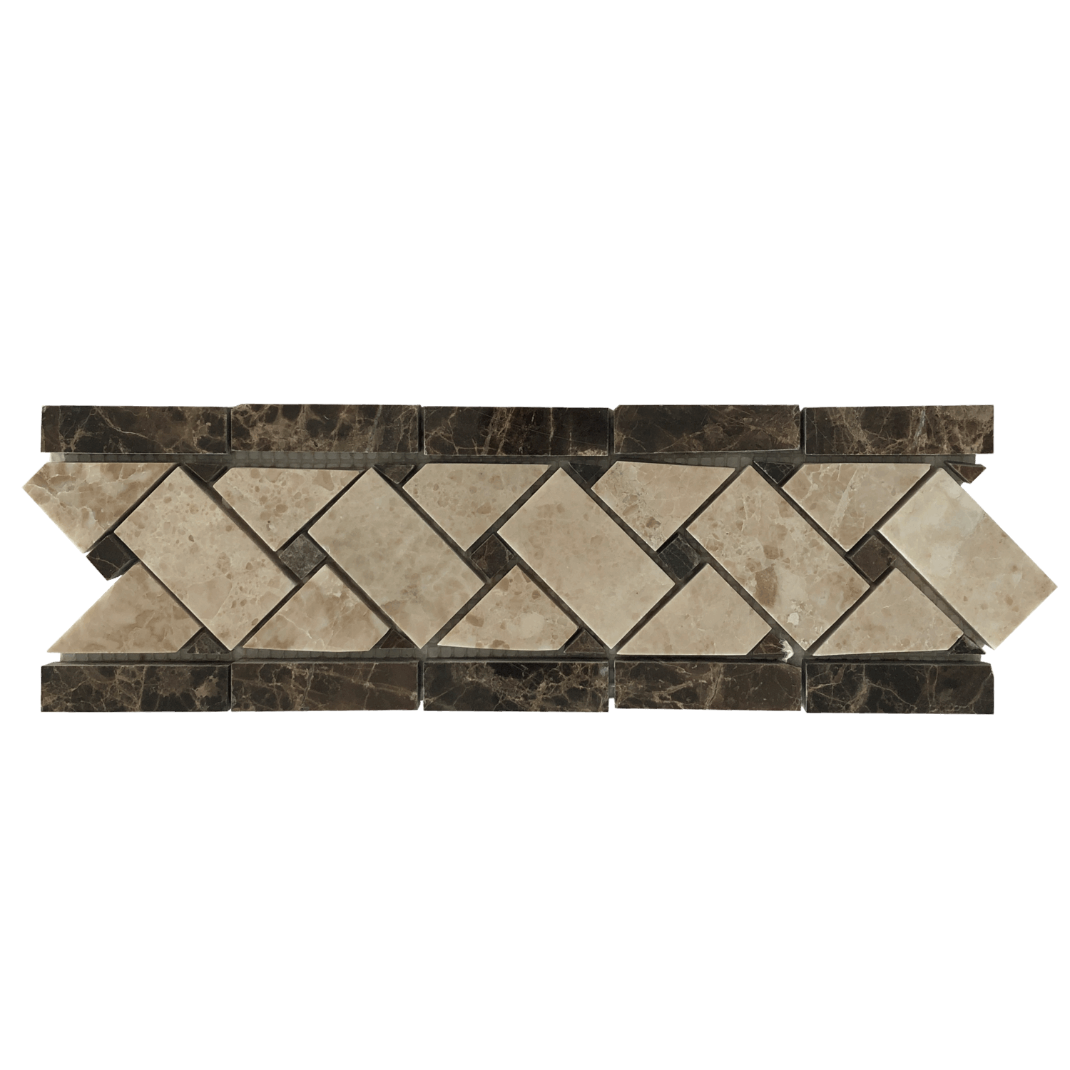 Dark Emperador Basketweave Marble Mosaic Border | VanitySale