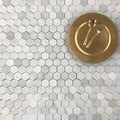 Carrara Hexagon Mosaic Polished Marble Tile 2'' Chip I VanitySale...