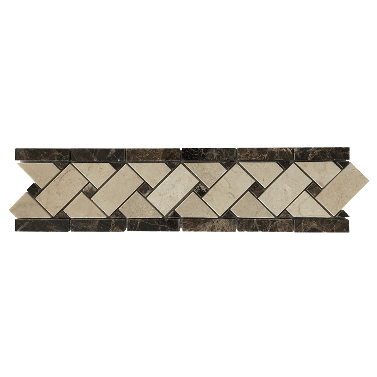 Dark Emperador & Crema Marfil Basketweave Mosaic | VanitySale