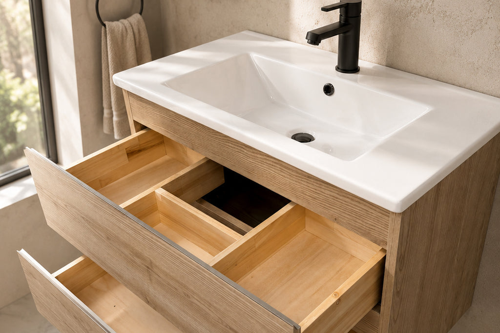 Simena Bathroom Cabinet - Oak 30" - 4