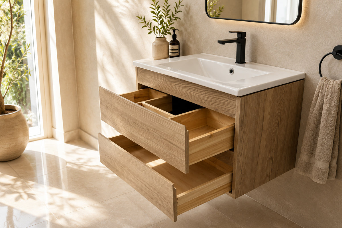 Simena Bathroom Cabinet - Oak 30" - 5