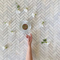 Arabescato Marble Herringbone Mosaic - Honed Finish 12"x12" (Chip Size 1"x2")