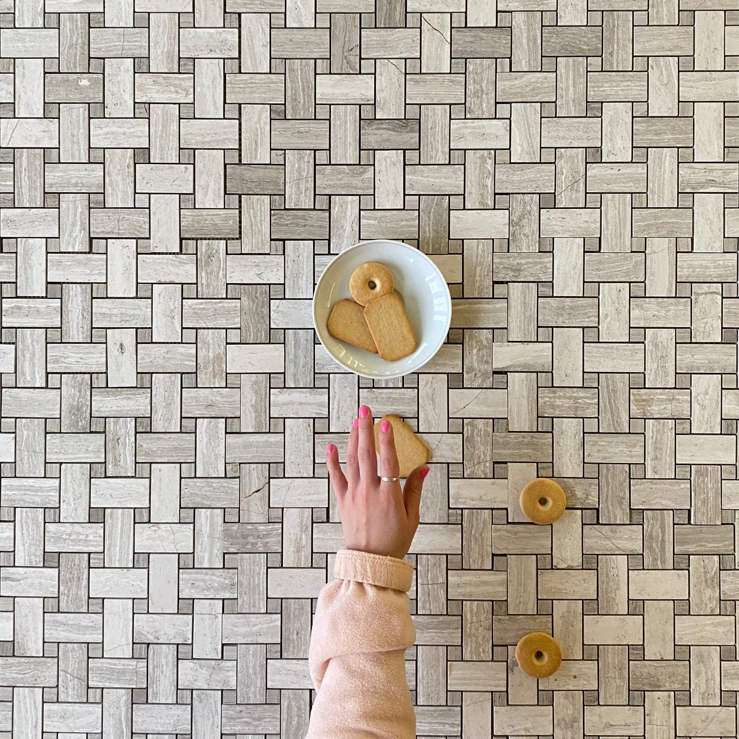 Gray Basketweave Mosaic Polished Functional Marble I VanitySale