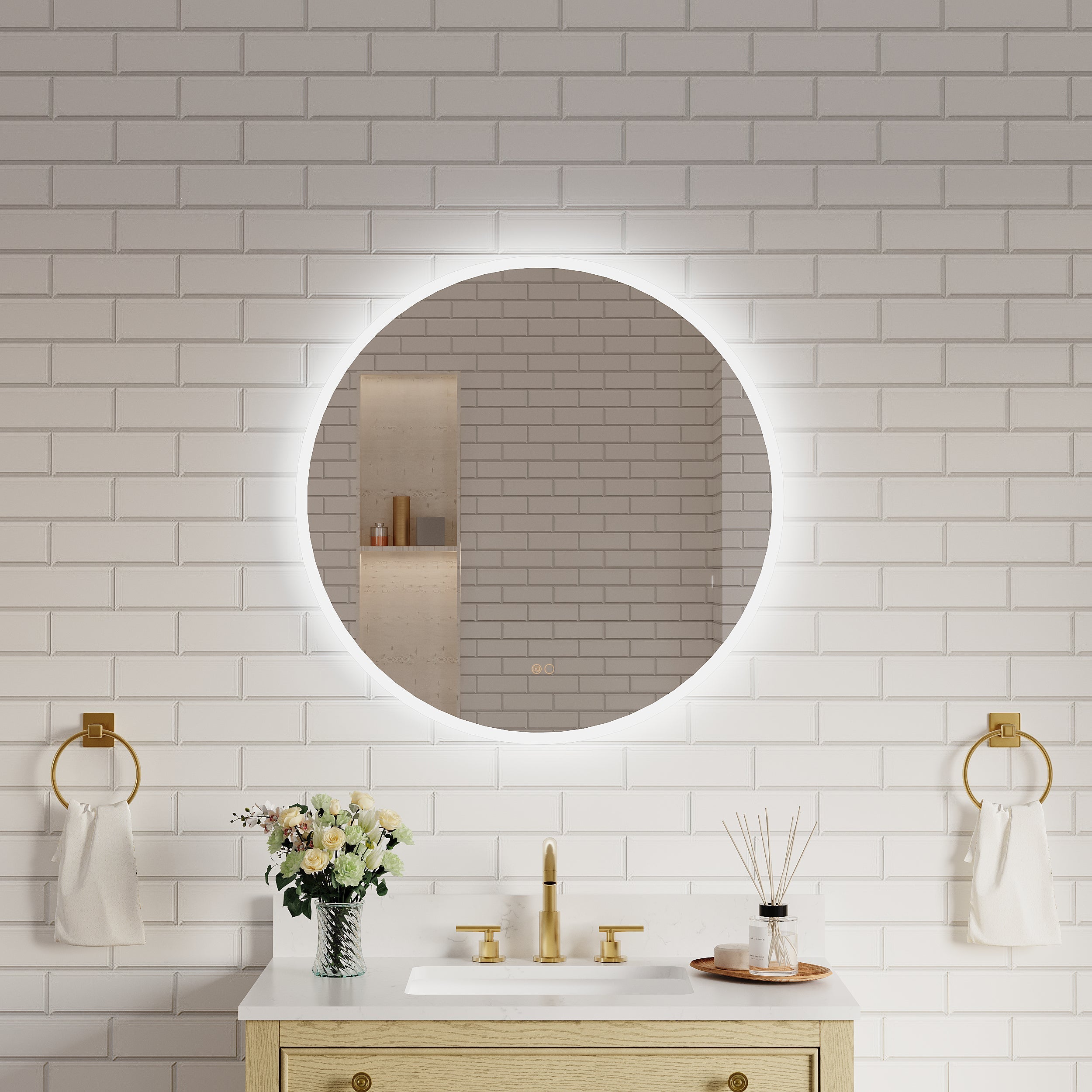 Led Light Round Mirror for Bathroom Vanity | Vanity Sale