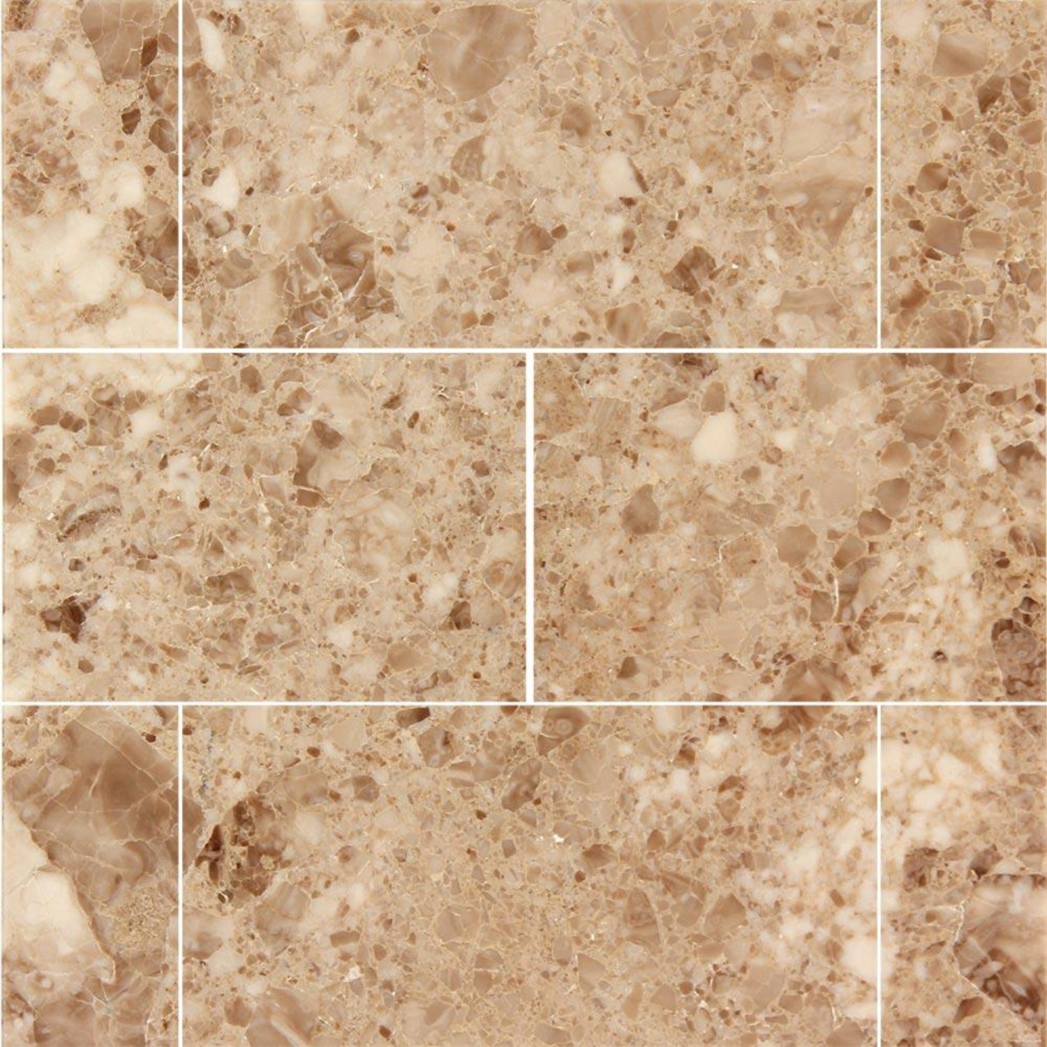 Cappuccino Marble Tile Polished 3 inch x 6 inch