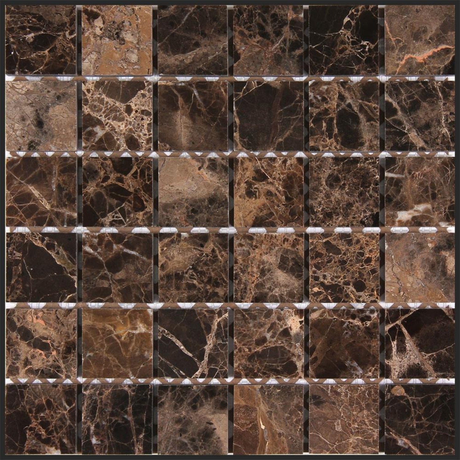 Dark Emperador Mosaic Polished Marble 12 inch x 12 inch