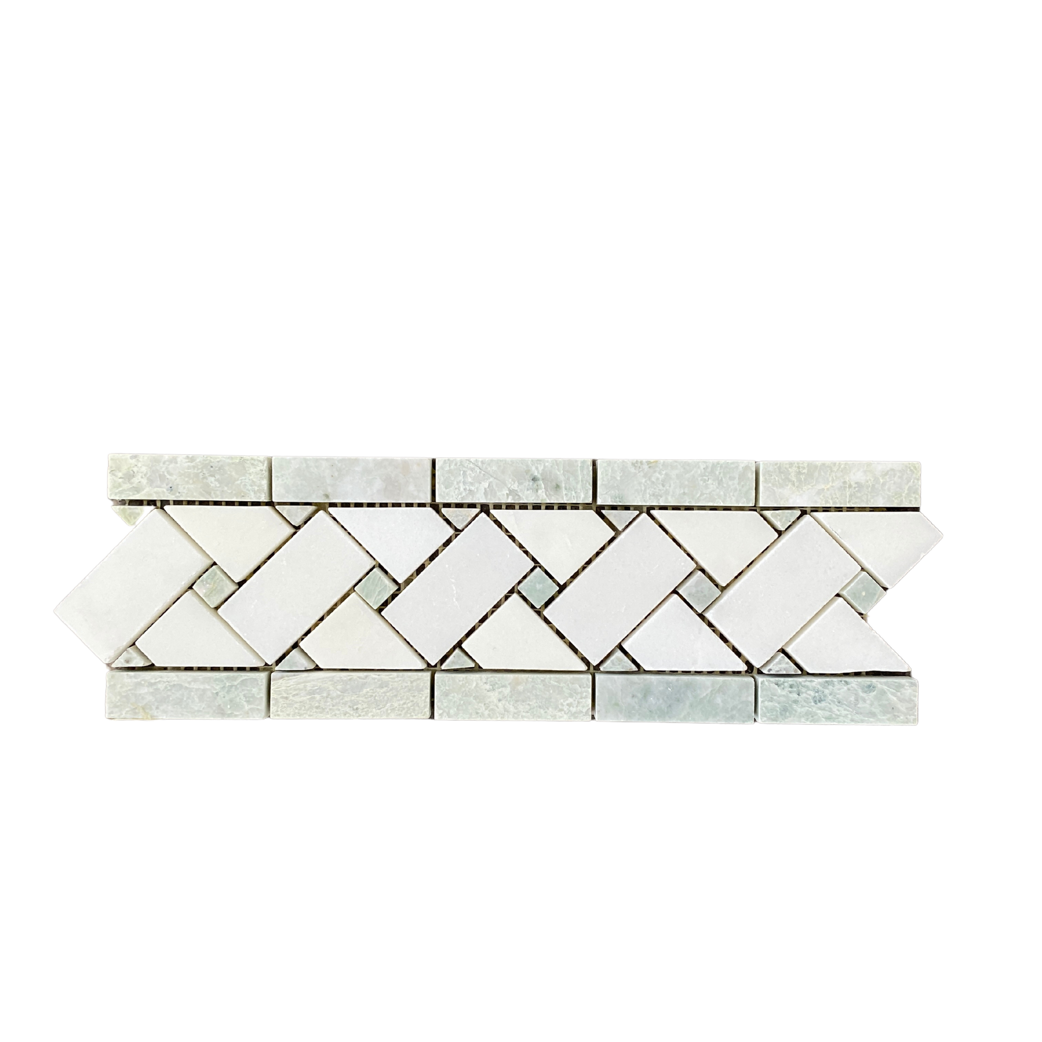 Ming Green & White Basketweave Border: A Polished Marble Masterpi...
